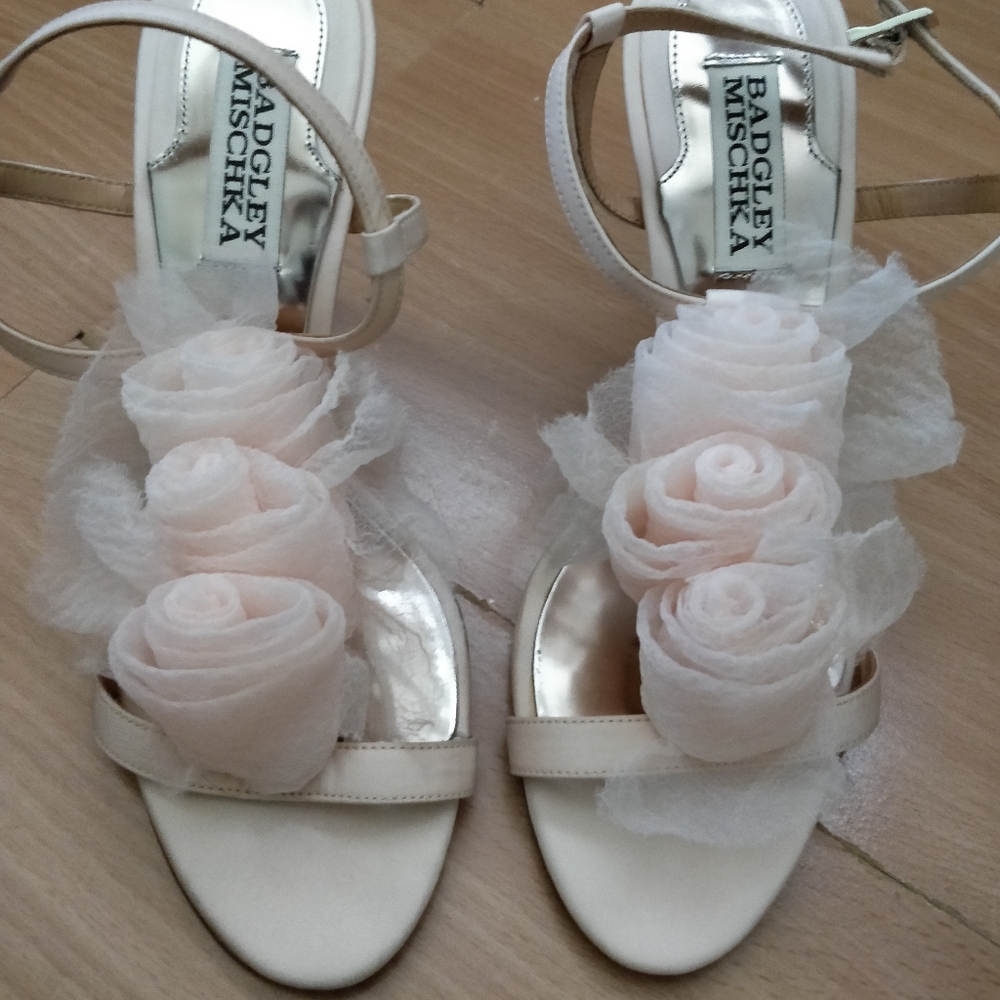 NEW BADGLEY MISCHKA 6.5 blush pink heel floral